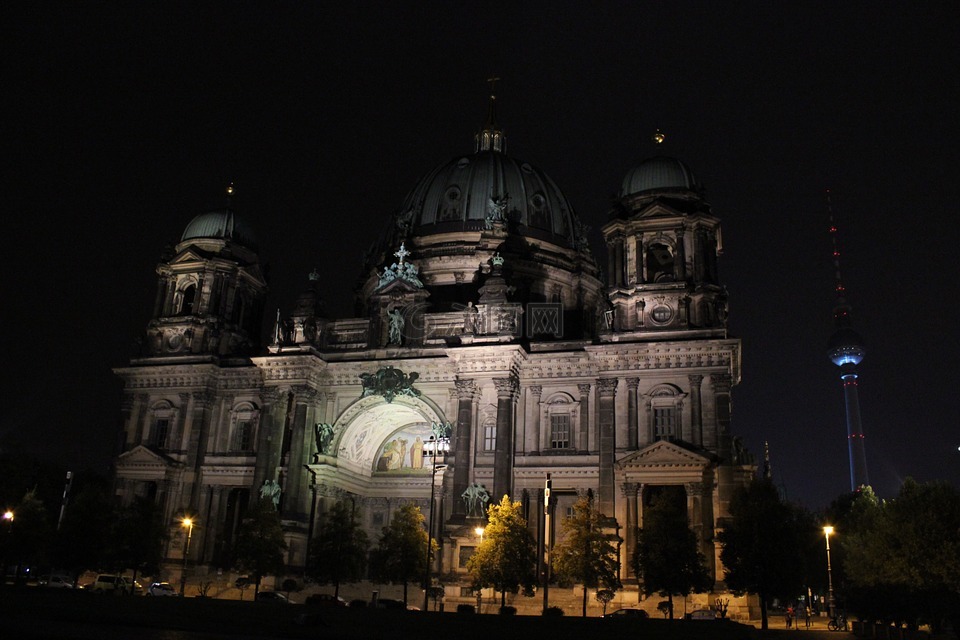 柏林大教堂,夜,柏林