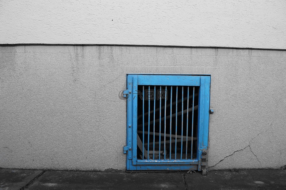 墙,门,蓝色