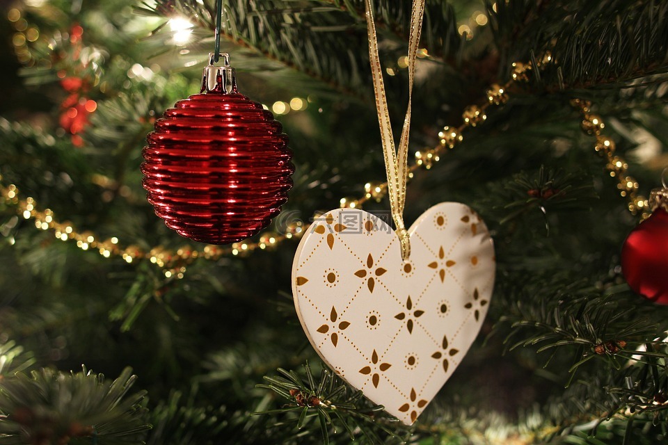 树装饰,圣诞饰品,心脏