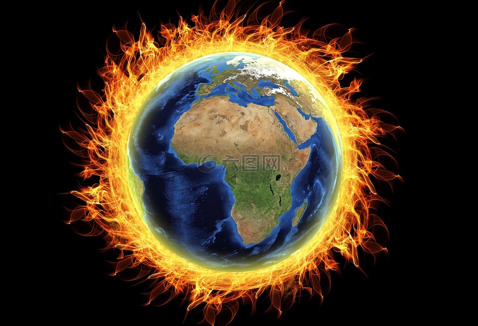 全球气候变暖,燃烧着的地球,燃烧