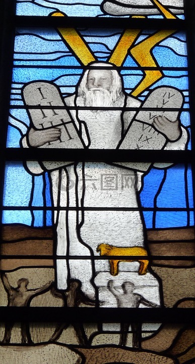 教会窗口,十诫,摩西