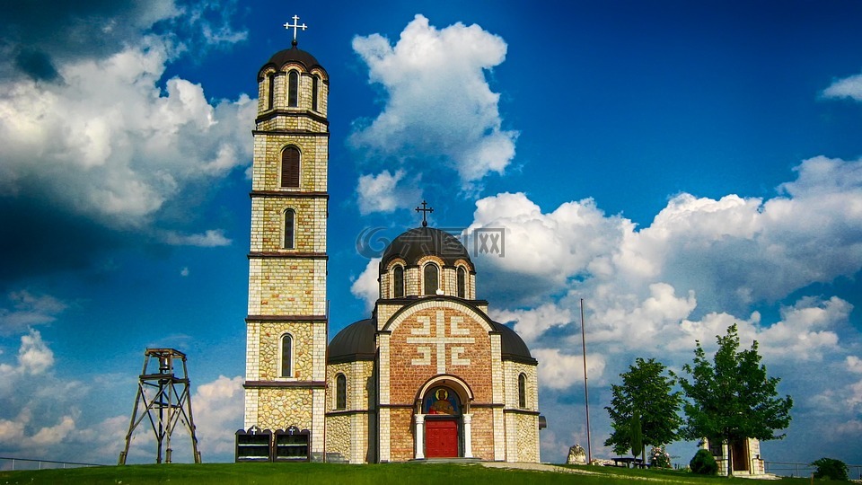 塞尔维亚,景观,教堂