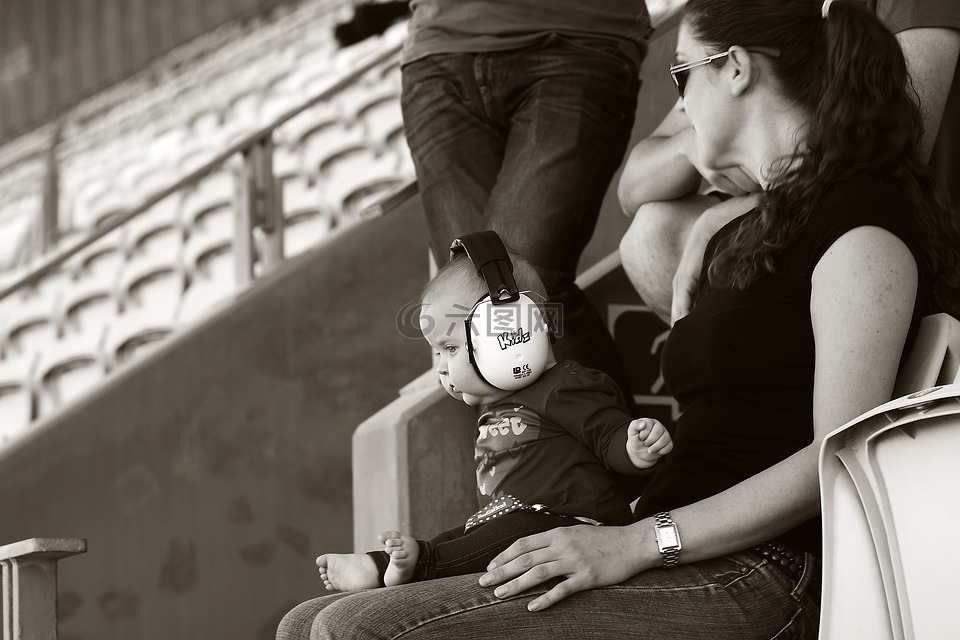 孩子,赛车,听力保护装置