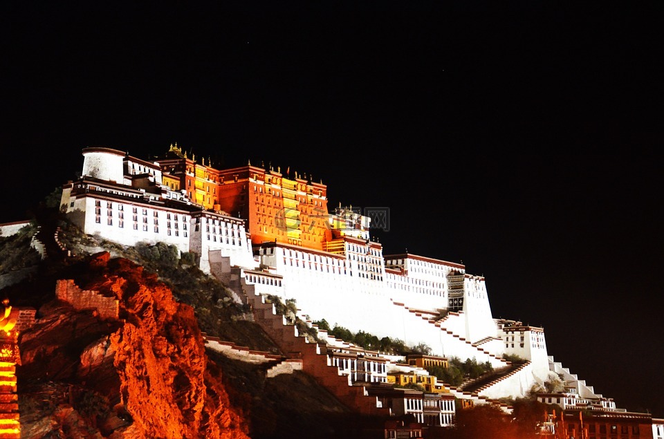 西藏,拉萨,夜景