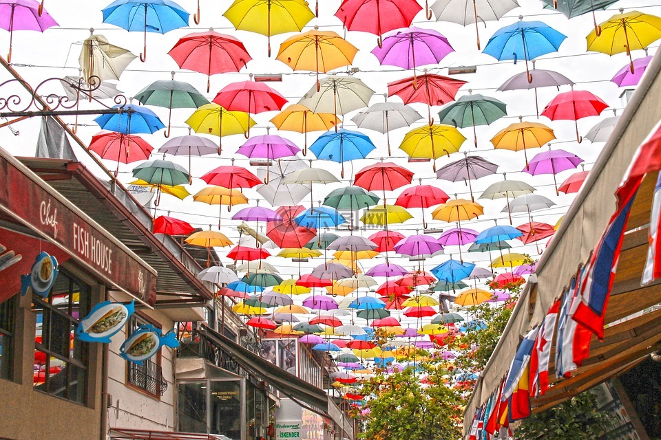 街,伞,安塔利亚