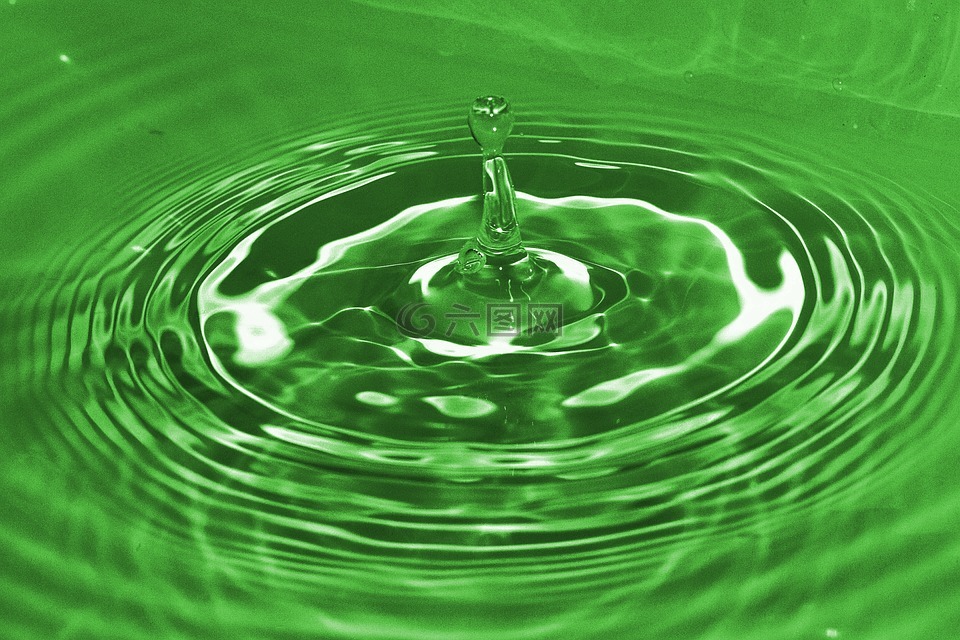 一滴水,绿色,波