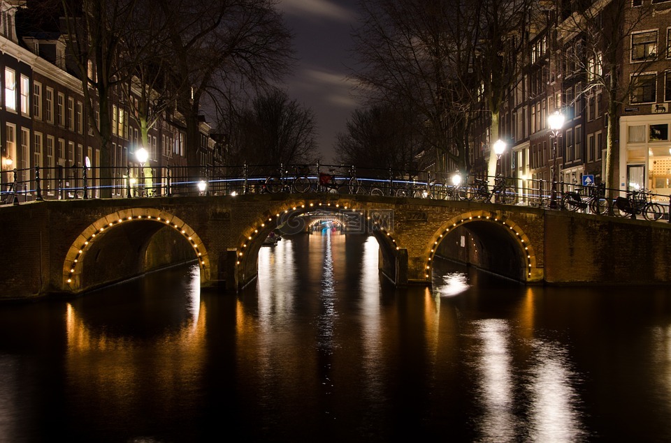 桥,阿姆斯特丹,灯