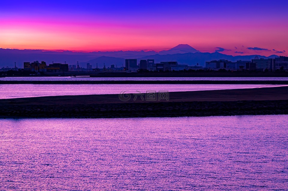 富士山,海,水