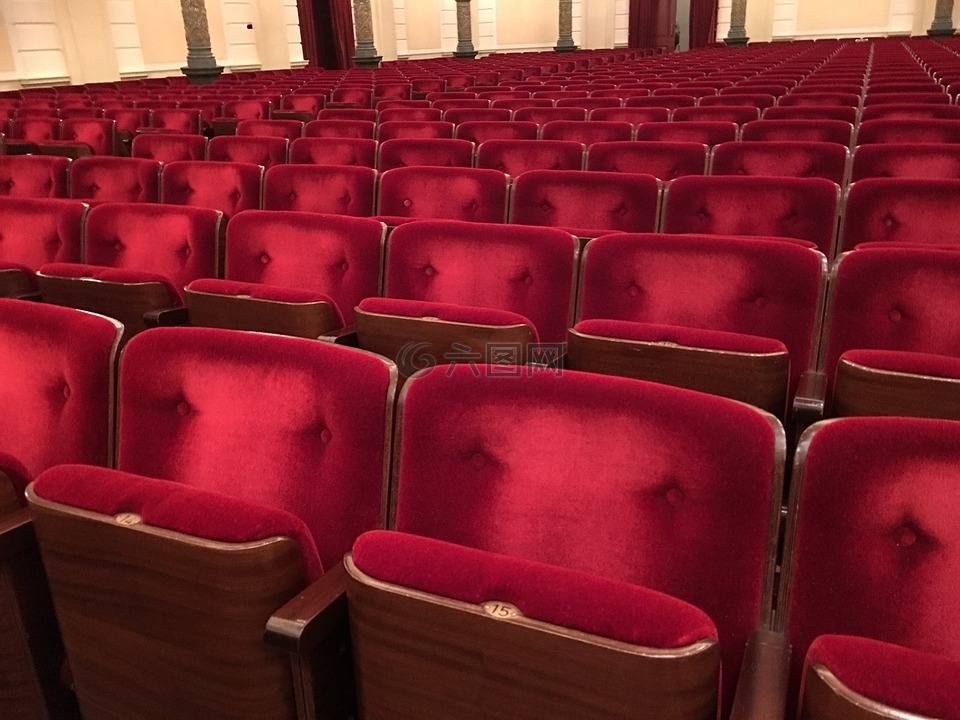 红色,椅子,音乐厅