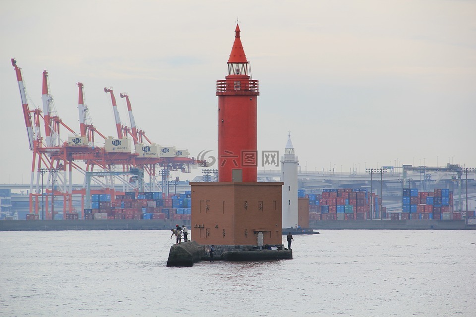 灯塔,渔民,横滨