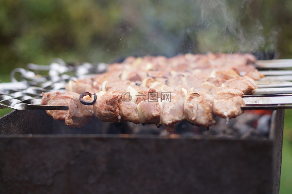 烤羊肉串,肉,野餐