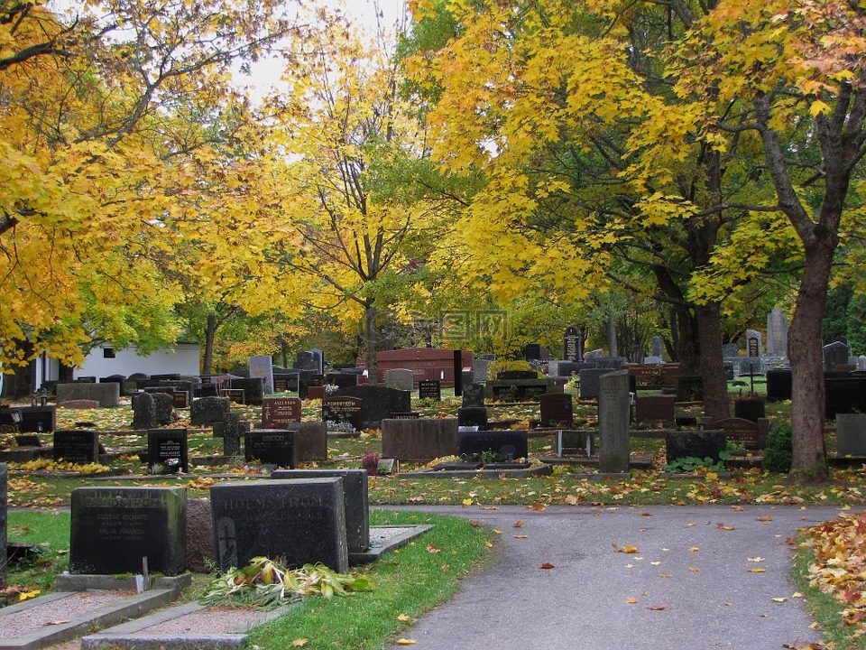 墓地,秋,秋天的颜​​色