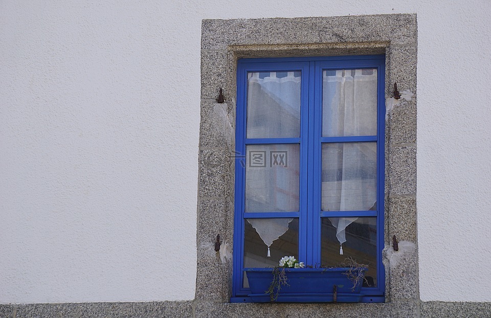 窗口,蓝色,街