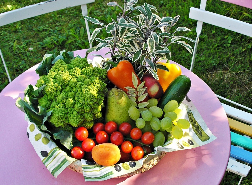水果篮,花园,蔬菜