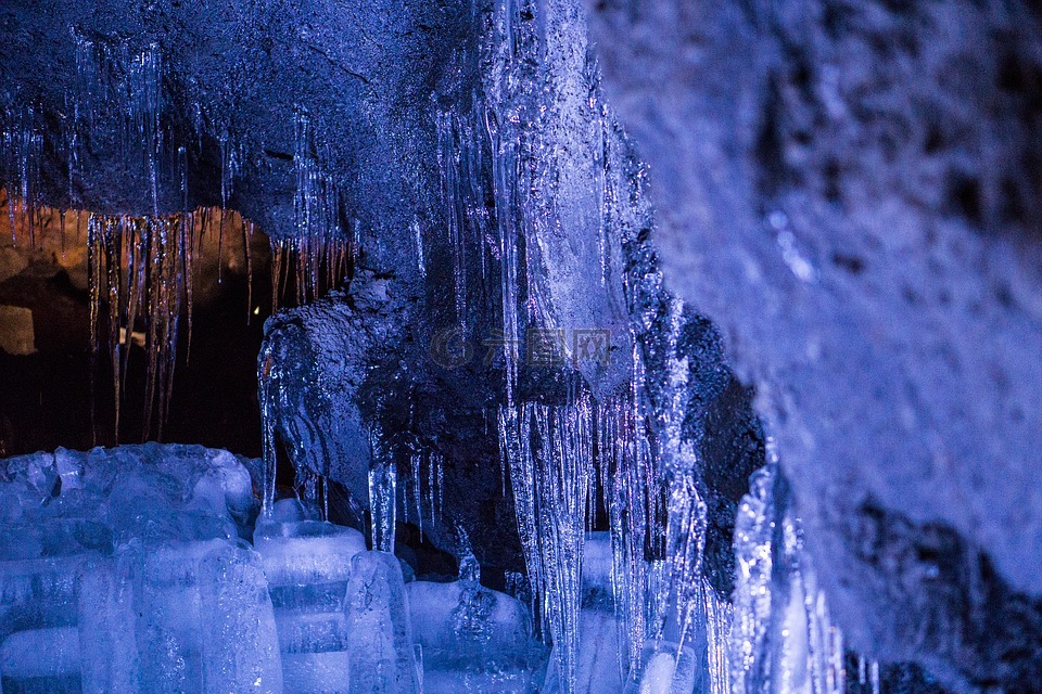 冰,冰柱,洞穴
