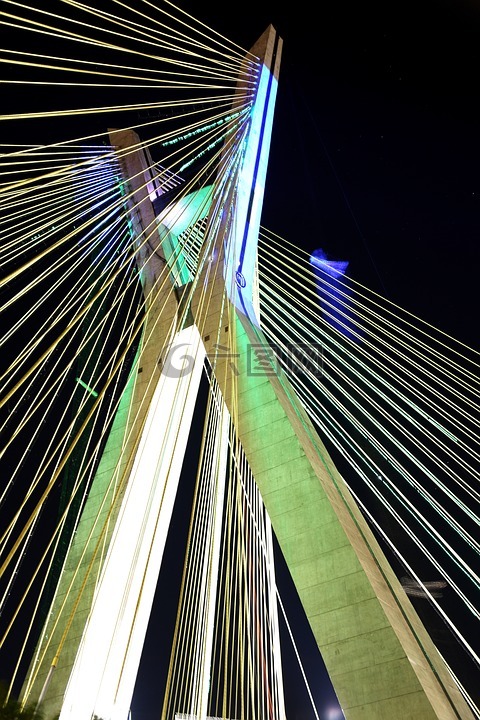 桥,悬挂在电缆上,圣保罗