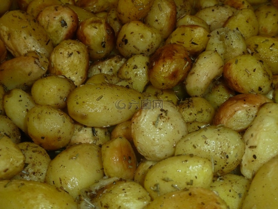 土豆,煮熟,烤箱