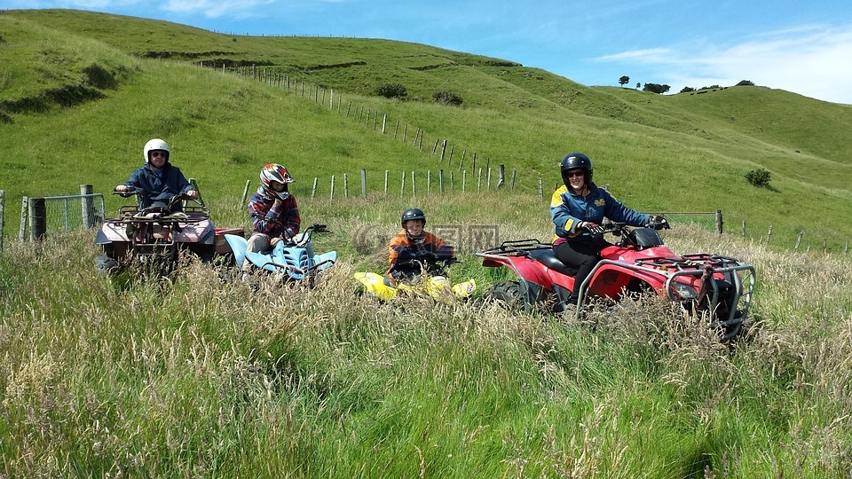 享受阳光,四轮摩托车,新西兰
