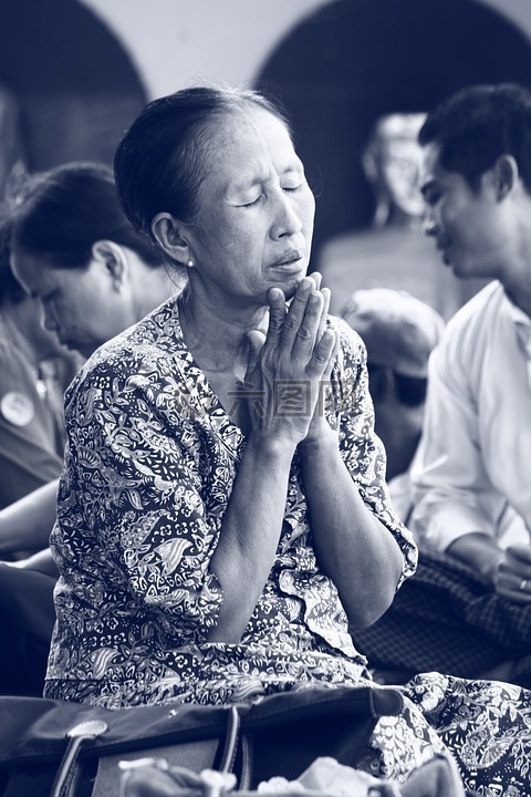 祈祷,女子,缅甸
