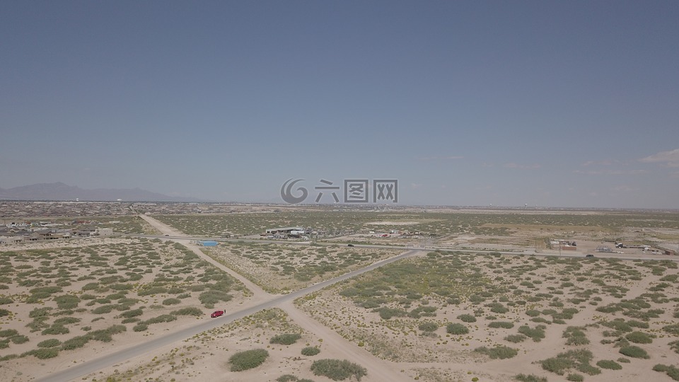 沙漠公路,航拍照片,无人机的照片