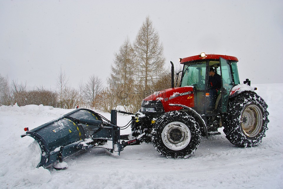 拖拉机,雪,雪清洗
