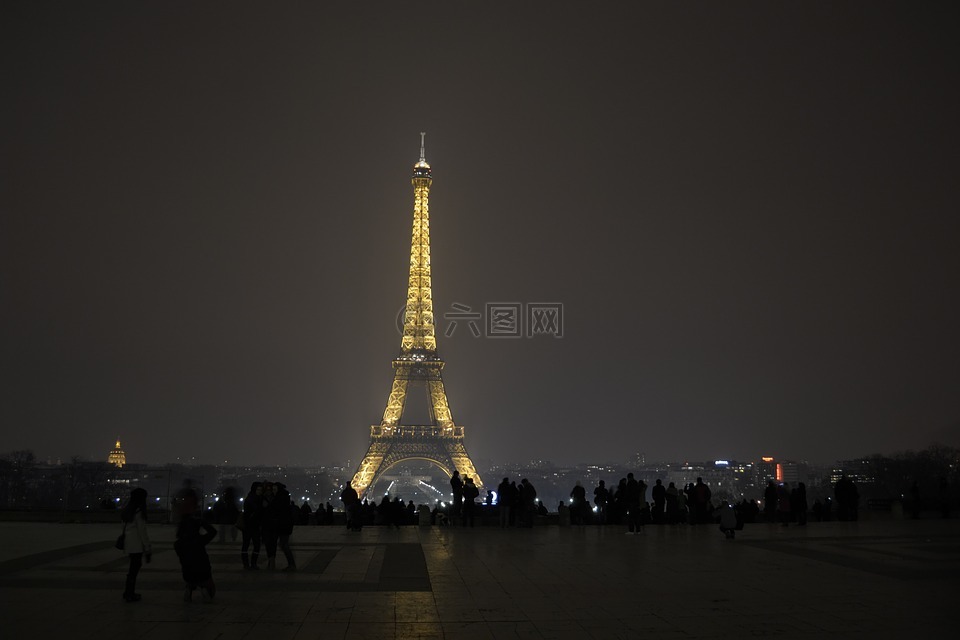巴黎,夜,埃菲尔铁塔