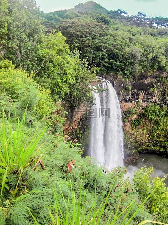 考艾岛,夏威夷,大瀑布