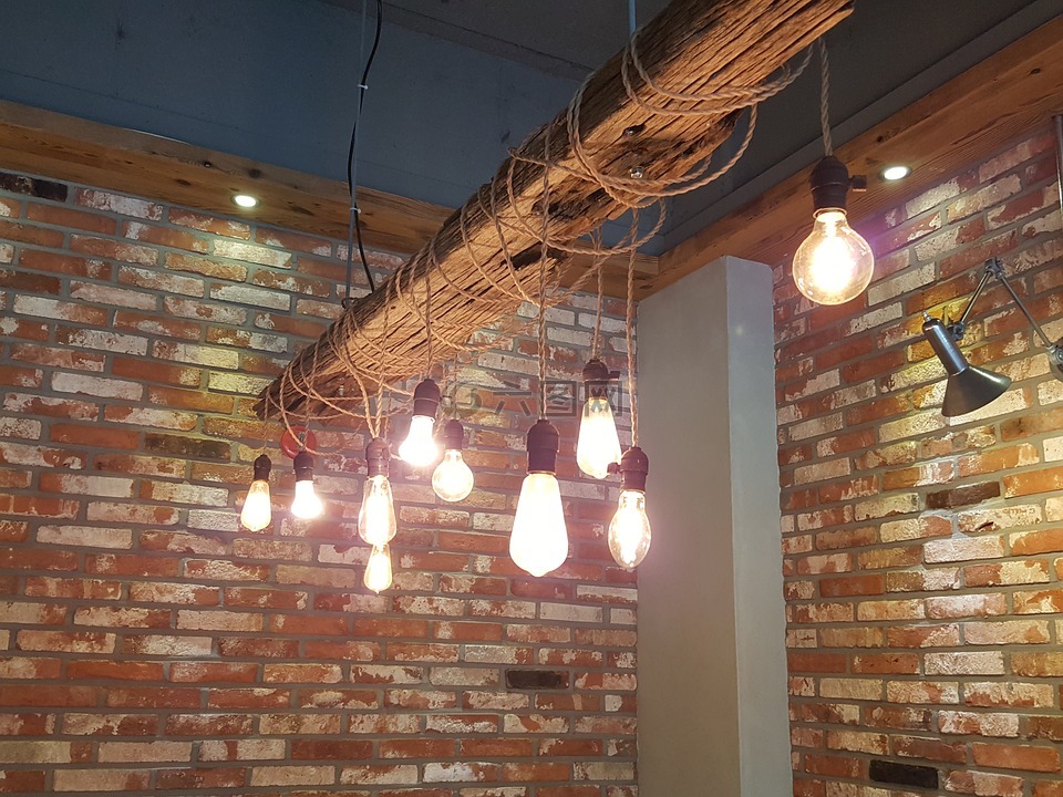 照明,咖啡厅照明,爱迪生的灯泡