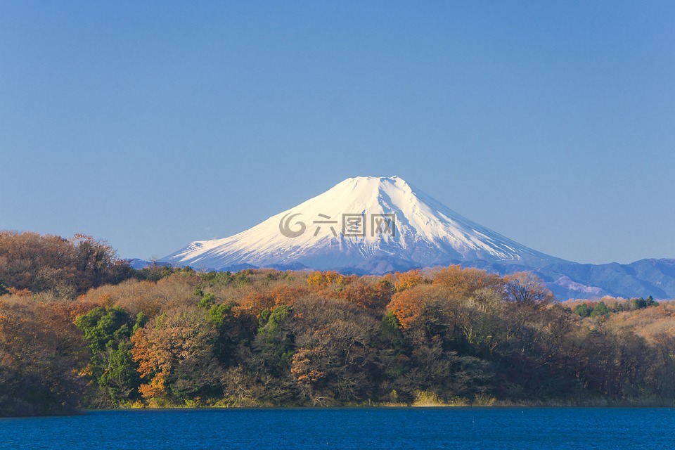 富士山,日本,蓝色的天空