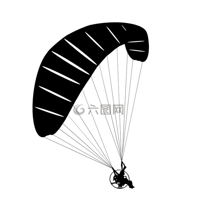 滑翔伞,侧影,飞
