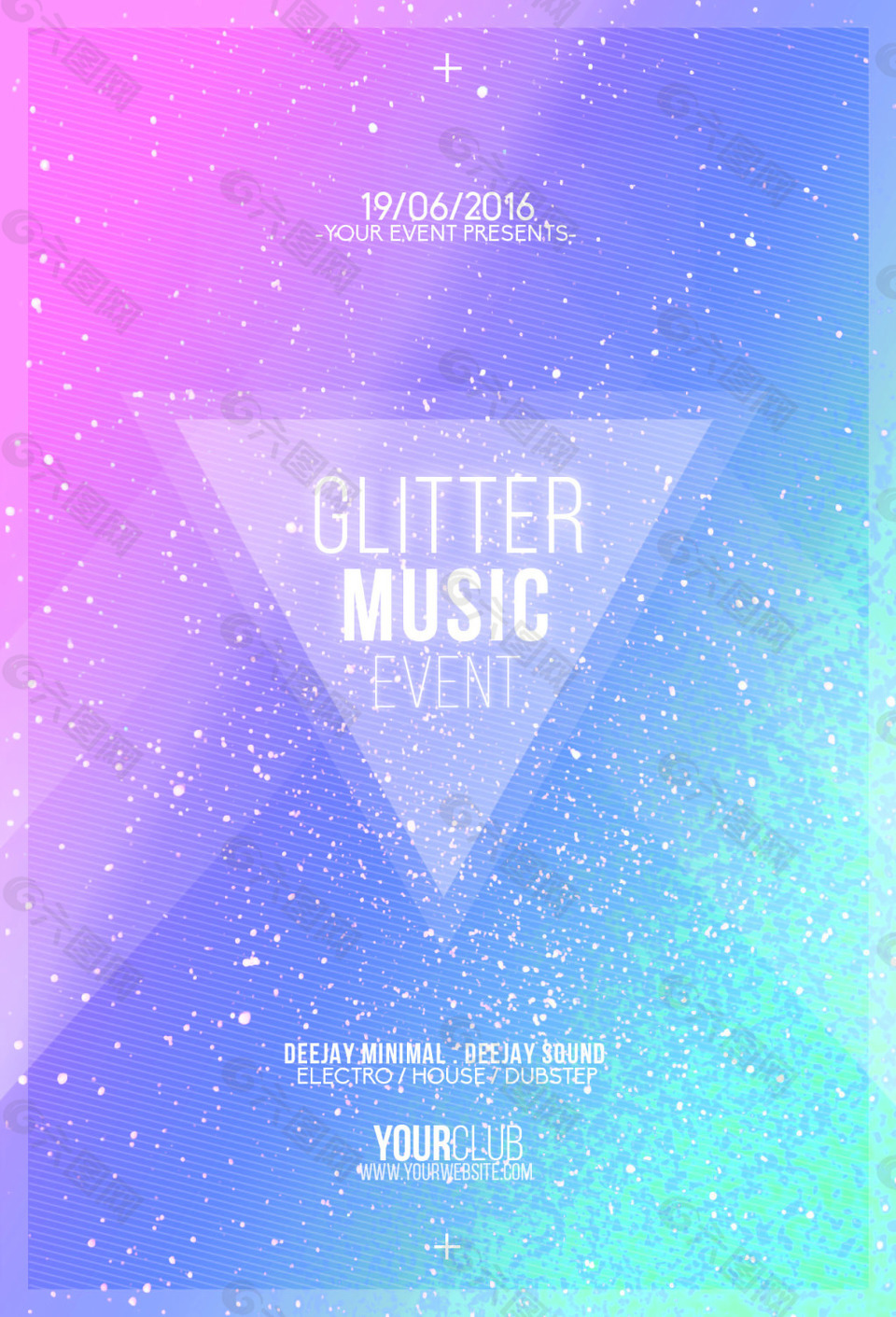 欧美音乐派对炫丽蓝色创意海报设计