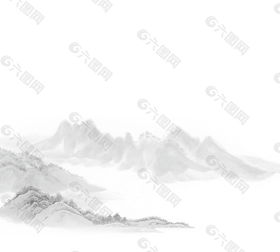 水墨山脉线条设计元素素材免费下载 图片编号 六图网