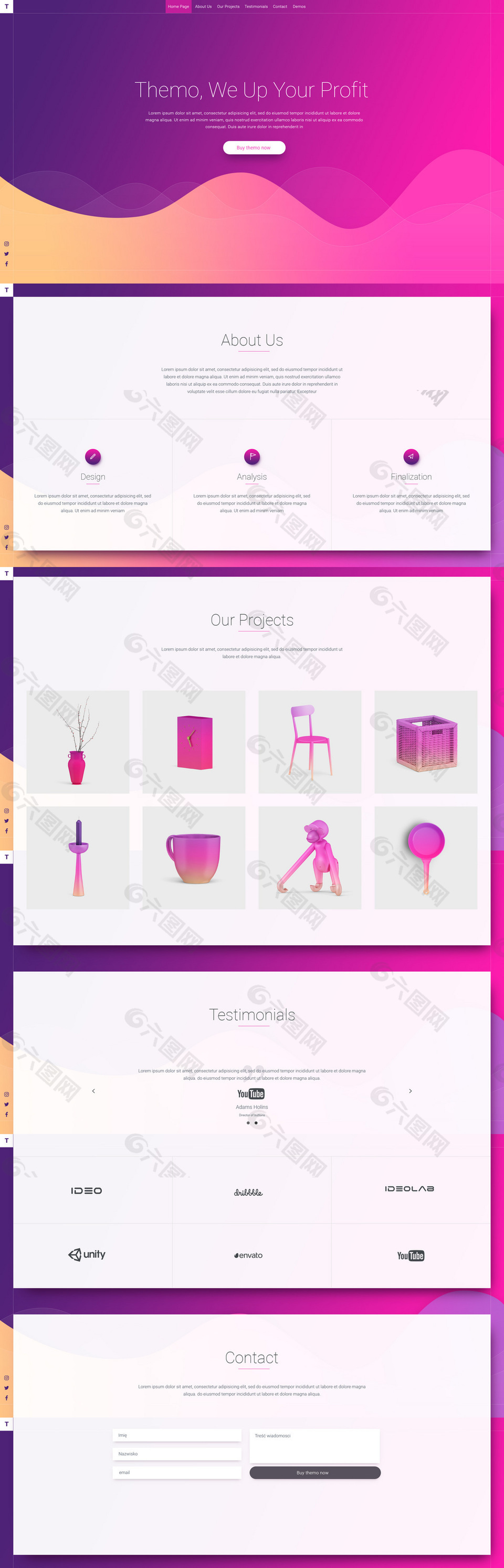 紫红色网页素材模板