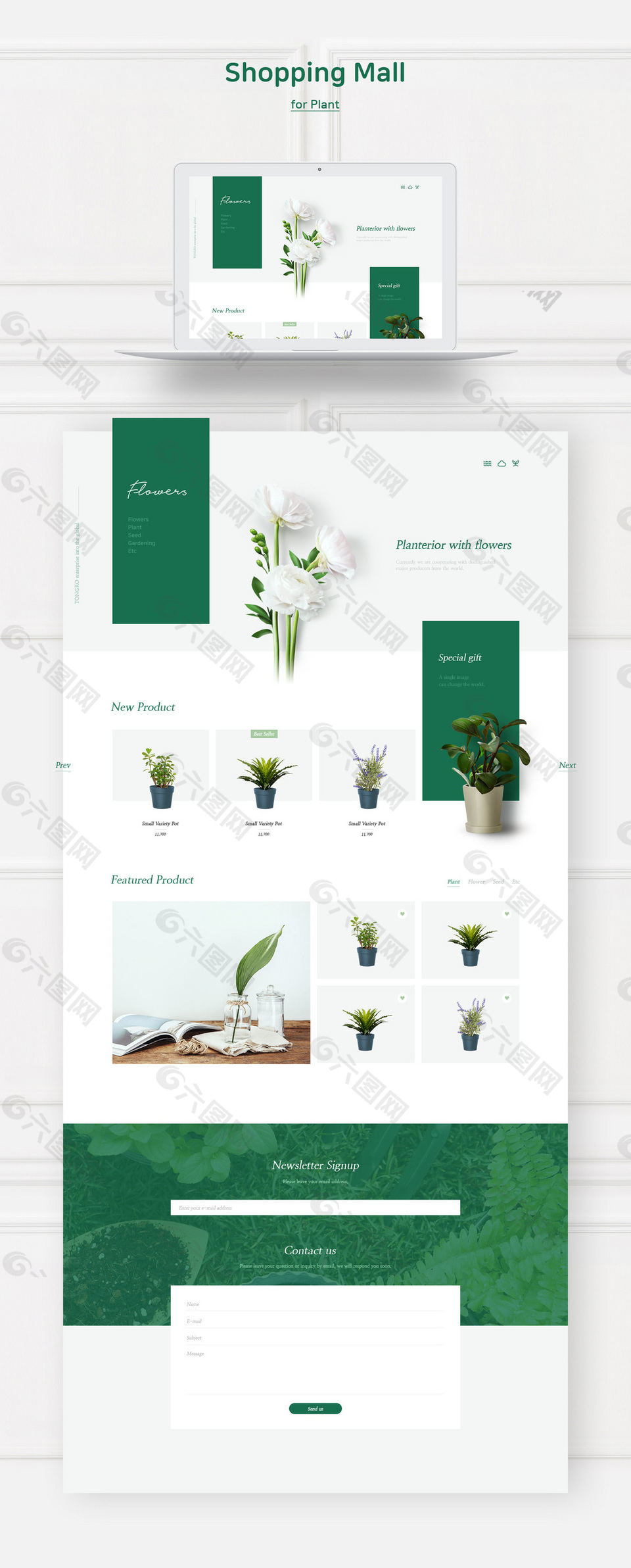 花草盆栽小清新网页素材设计