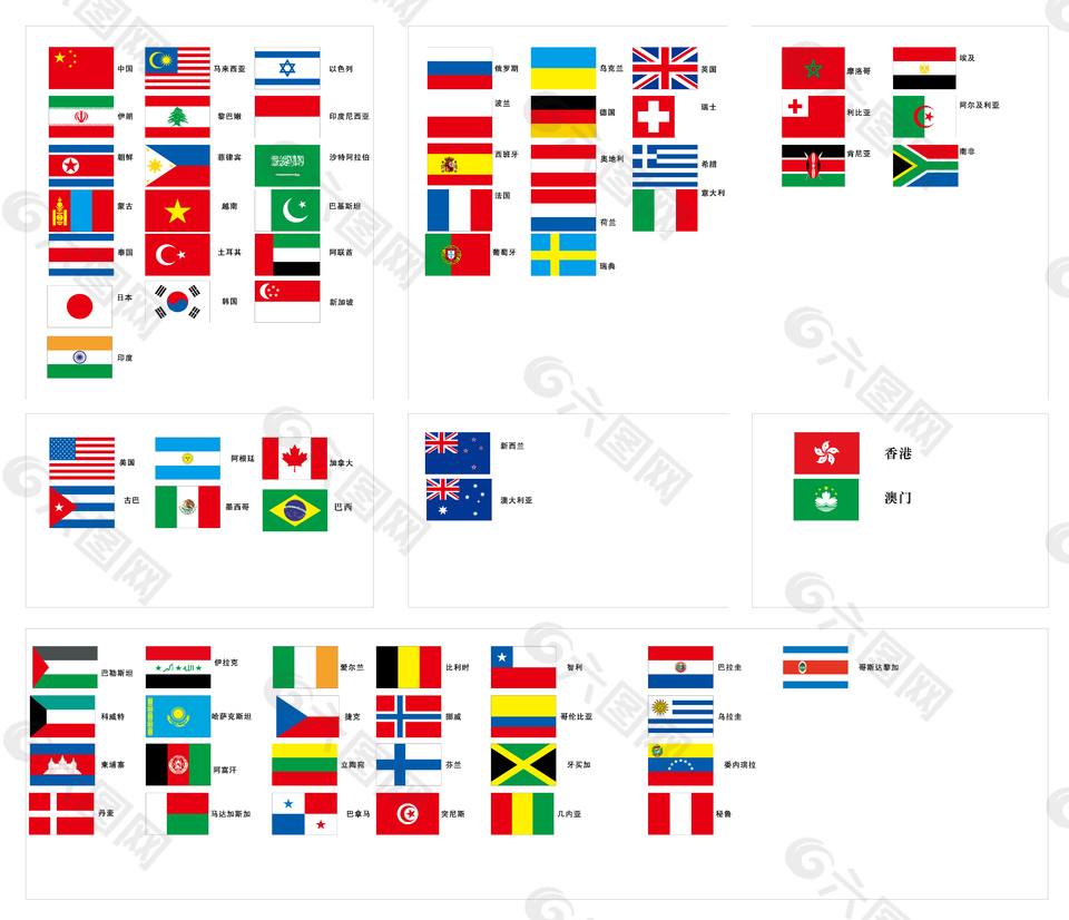 各个国家的国旗 图案图片