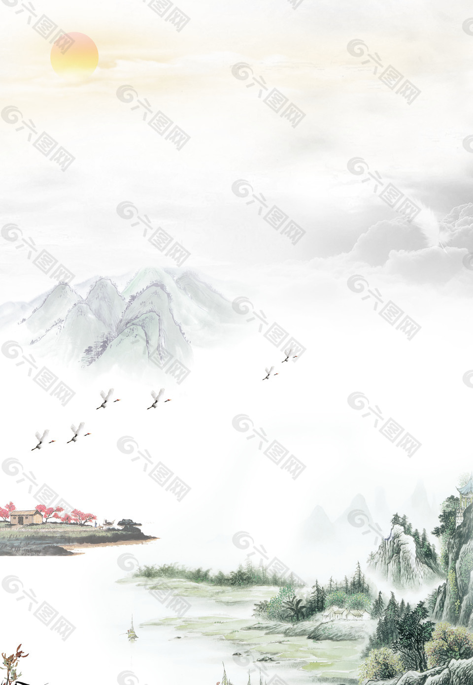 中国风水墨风景山水画背景素材免费下载(图片编号:7702925)