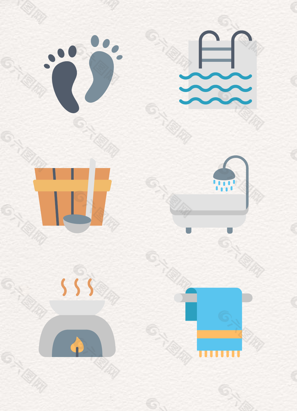 洗澡洗浴卡通图标设计
