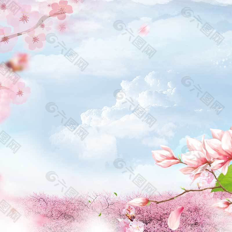 小清新桃花banner背景