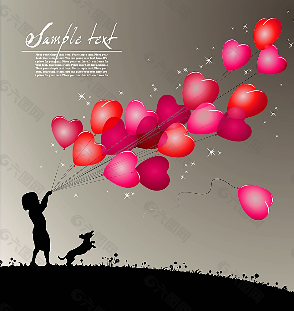 心形气球浪漫背景图片