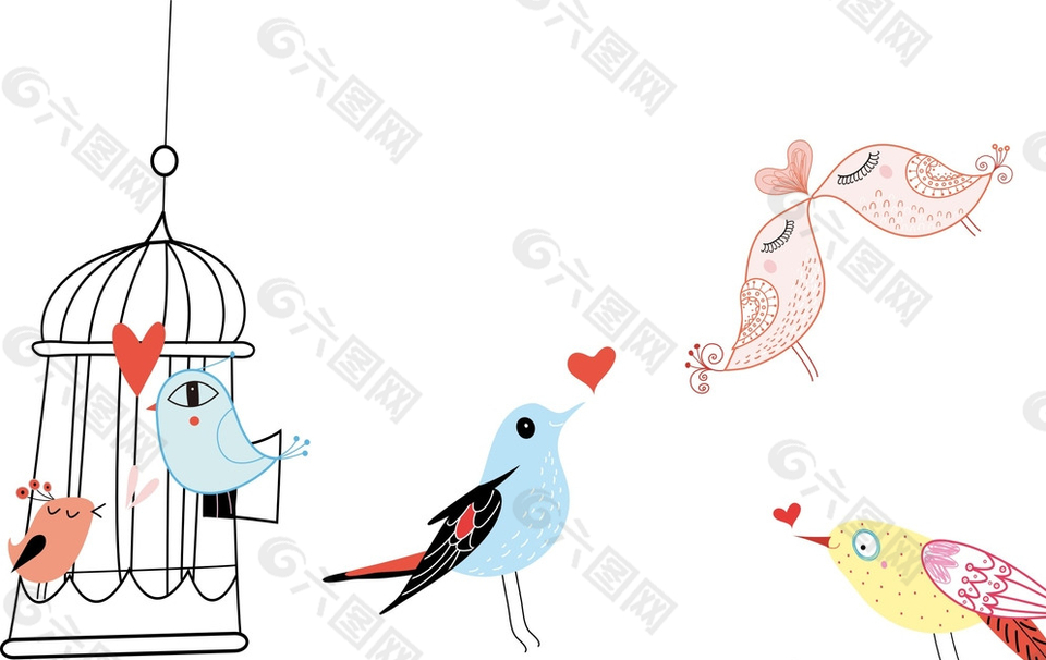小鸟 鸟笼 卡通图片