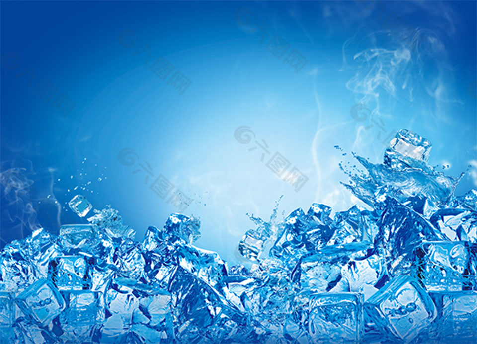 蓝色冰块背景psd分层素材