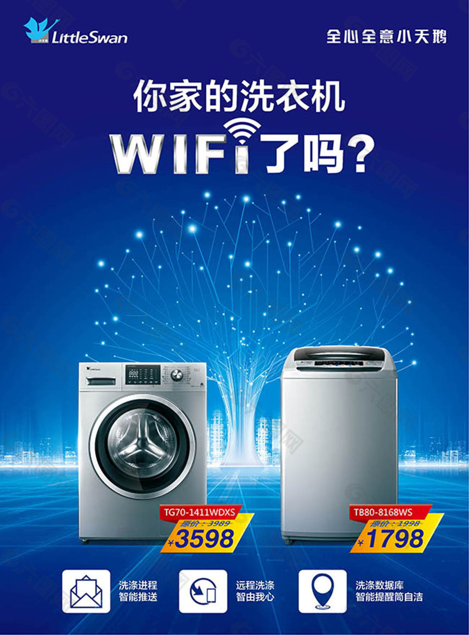 小天鹅wifi洗衣机广告