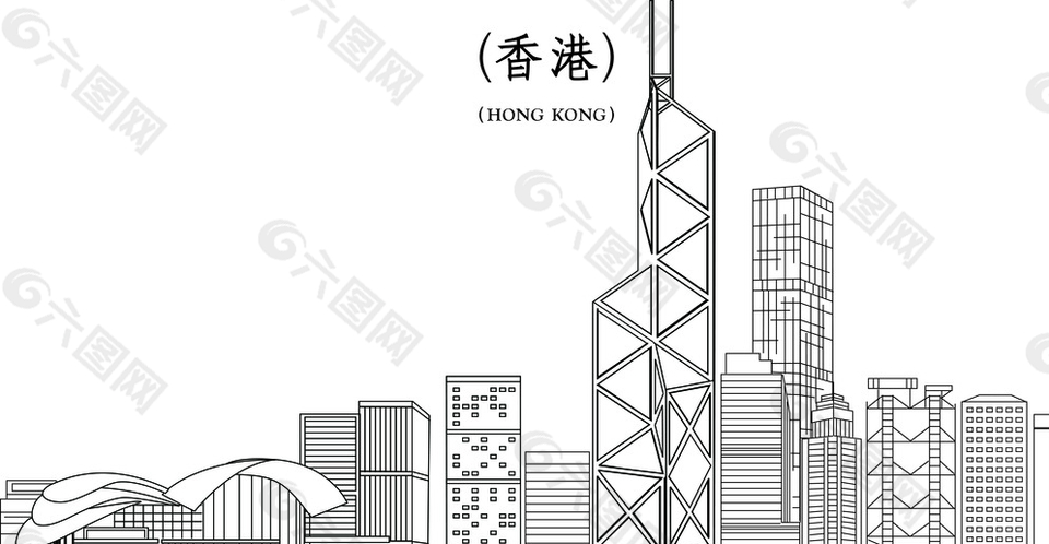 香港代表性建筑简笔画图片