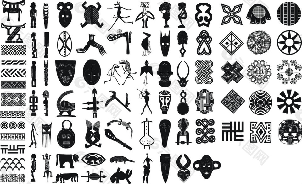 非洲传统名族纹样矢量素材免费下载