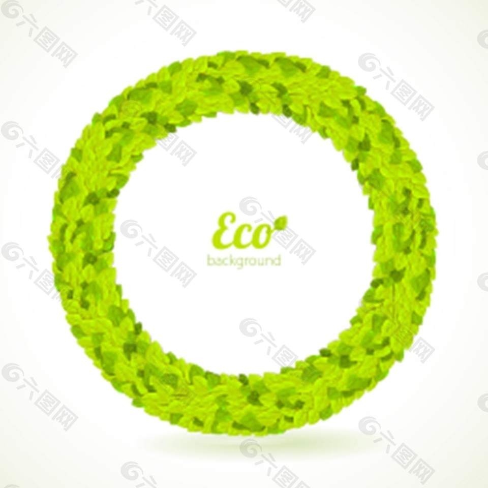 绿色绿叶环保圆环矢量素材