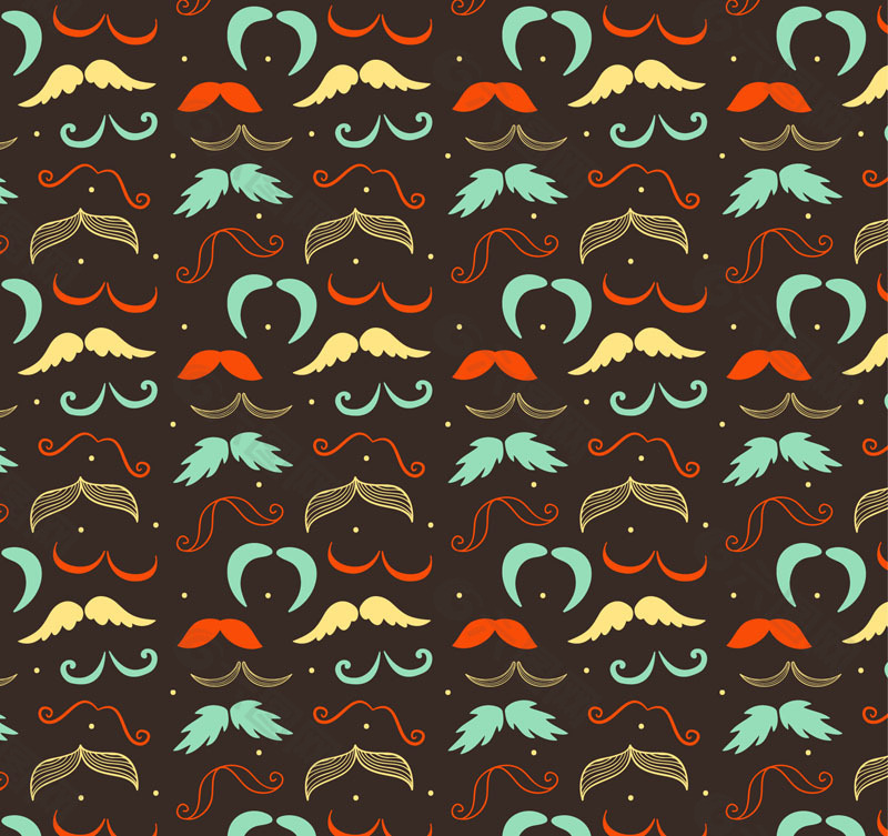 彩色胡须无缝背景矢量素材
