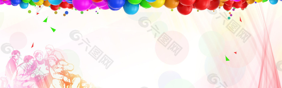 彩色气球背景banner