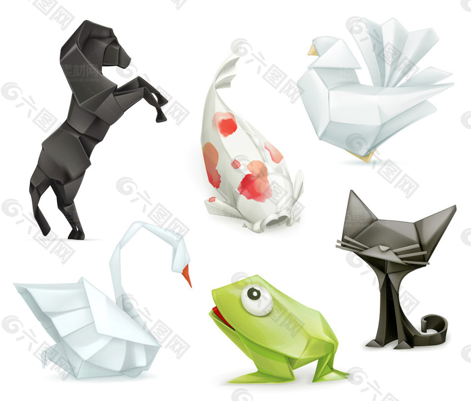卡通折纸动物设计矢量素材