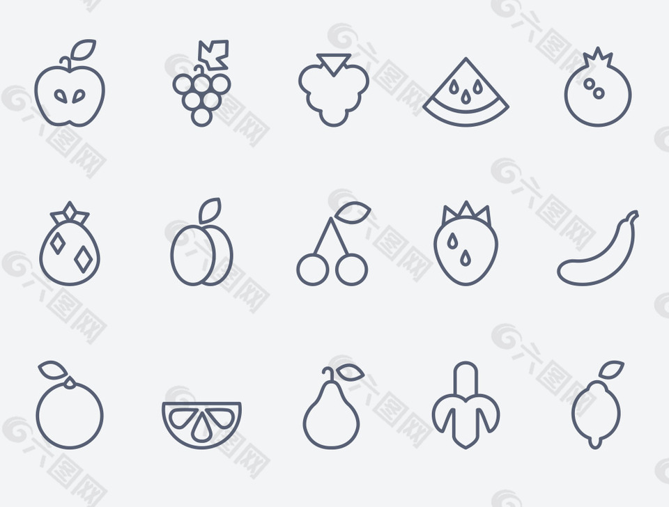 简单线条水果素材