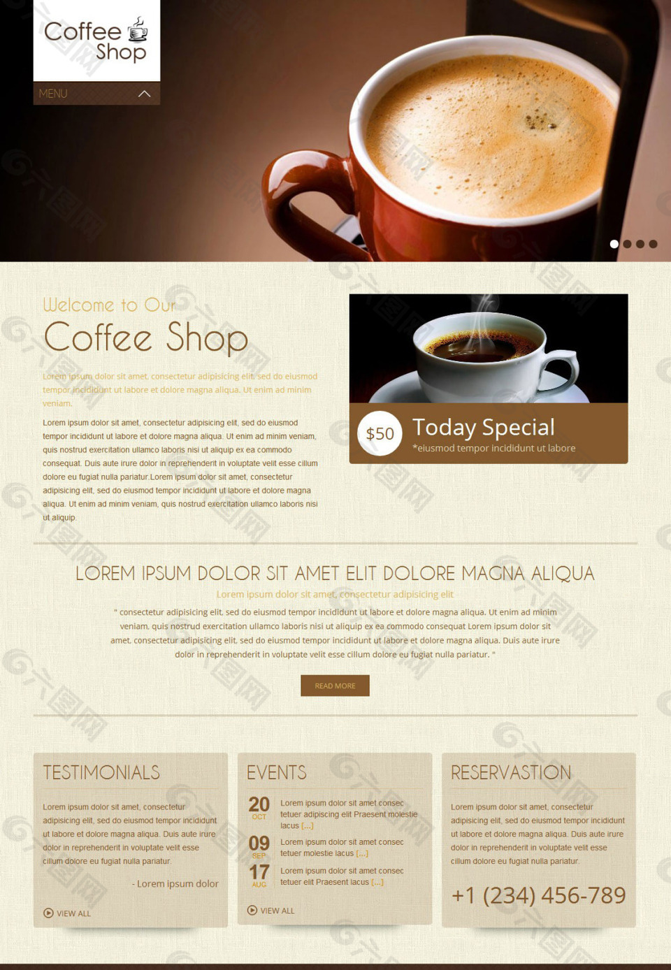 咖啡店介绍网页模板